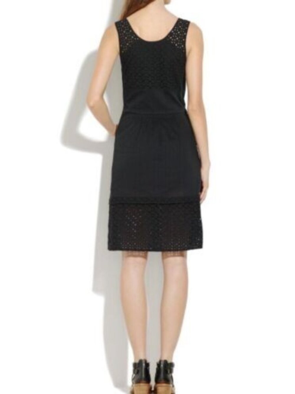 Madewell Black Eyelet Lovesong Cotton Sleeveless Summer Tank Dress 6 - Picture 2 of 12
